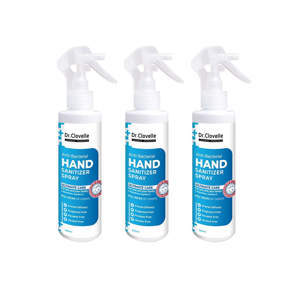 Dr Clovelle Anti Bacteria Hand Sanitizer Spray 200ml x3 Bottles