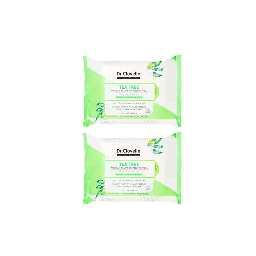 Dr.Clovelle Premium Facial Cleansing Wipes - Tea Tree x 2