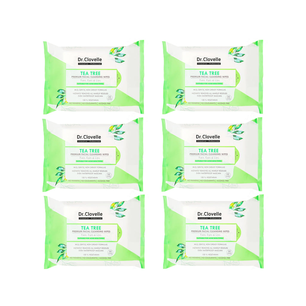 Dr.Clovelle Premium Facial Cleansing Wipes - Tea Tree x 6